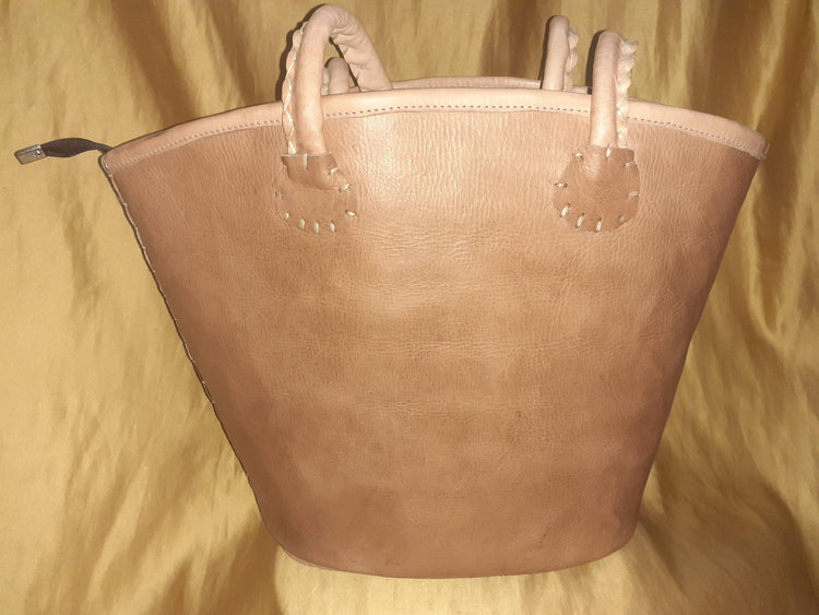 Bolso Vacuno asa hilo blanco