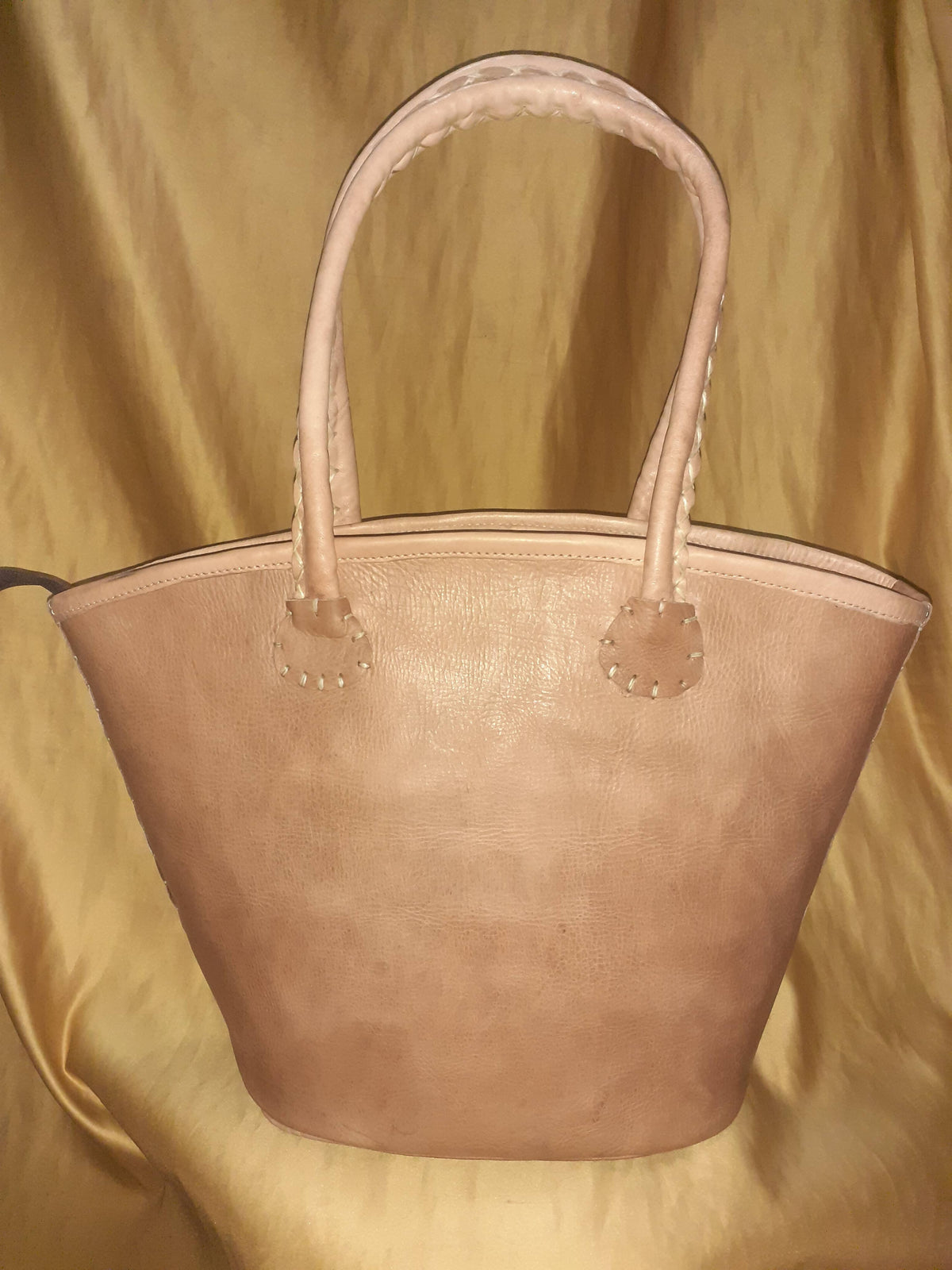 Bolso Vacuno asa hilo blanco