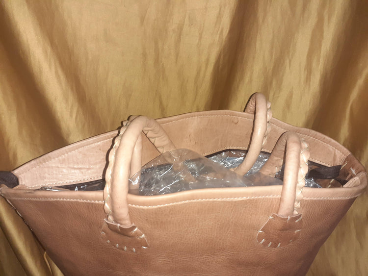 Bolso Vacuno asa hilo blanco