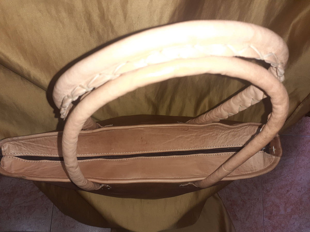 Bolso Vacuno asa hilo blanco